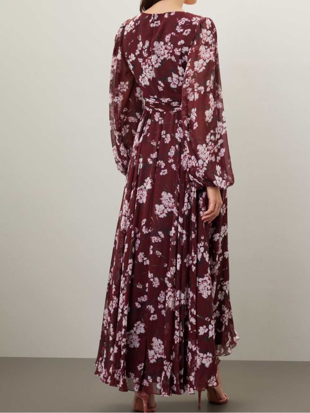 Mac Duggal Wine and Pink Floral Maxi Dress size 4 - Picture 3 of 13